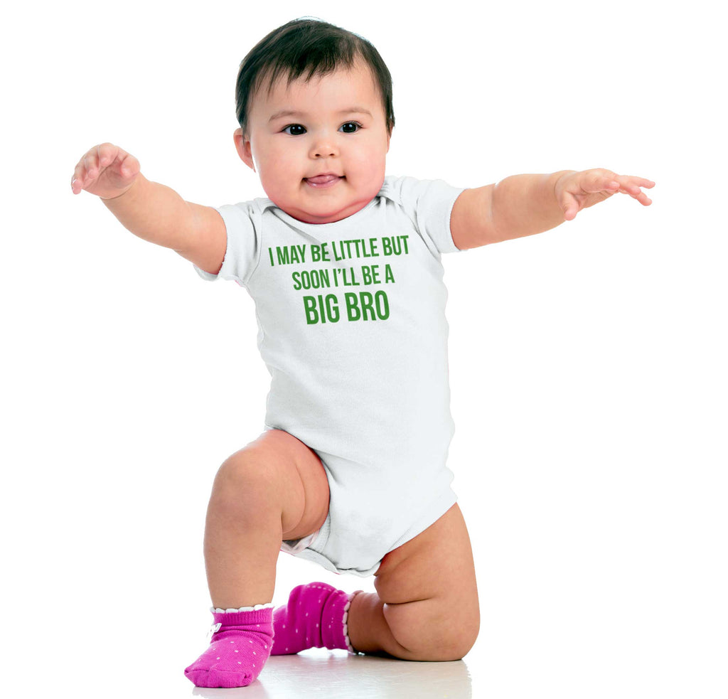 I May Be Little But Soon I'll Be A Big Bro Romper Bodysuit-Direct To Garment Print-Brisco Baby