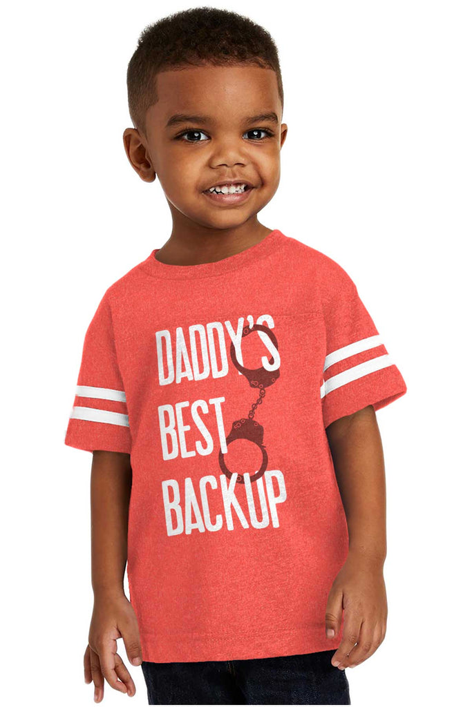 Daddy's Best Backup Toddler Football Jersey Tee-Direct To Garment Print-Brisco Baby