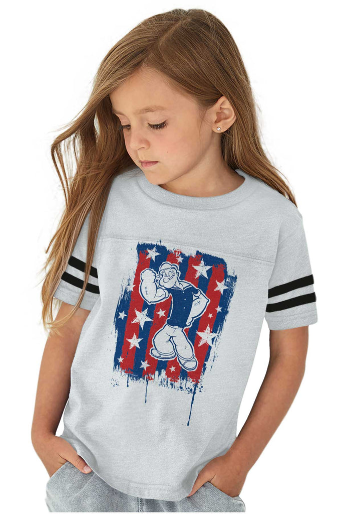 Stars Stripes Popeye Toddler Football Jersey Tee-Direct To Garment Print-Brisco Baby