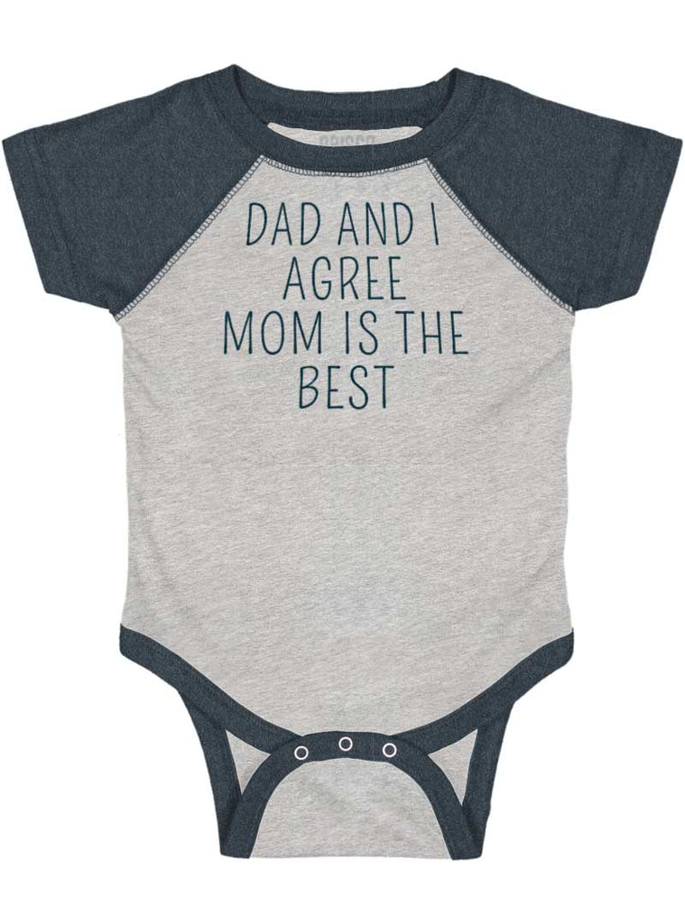 Mom Is Best Raglan Romper Bodysuit-Direct To Garment Print-Brisco Baby