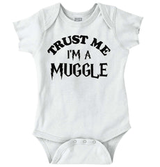 Trust Me I'm A Muggle Romper Bodysuit-Direct To Garment Print-Brisco Baby