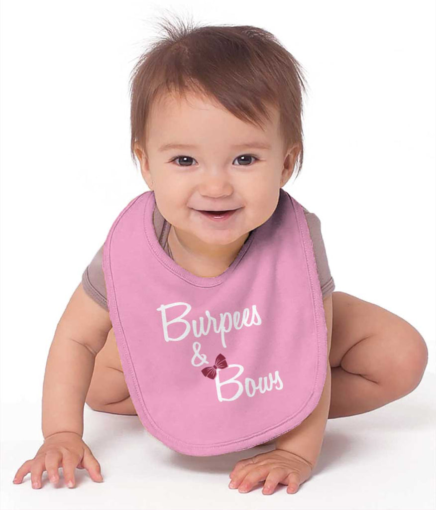Burpees and Bows Infant Baby Bib-Direct To Garment Print-Brisco Baby