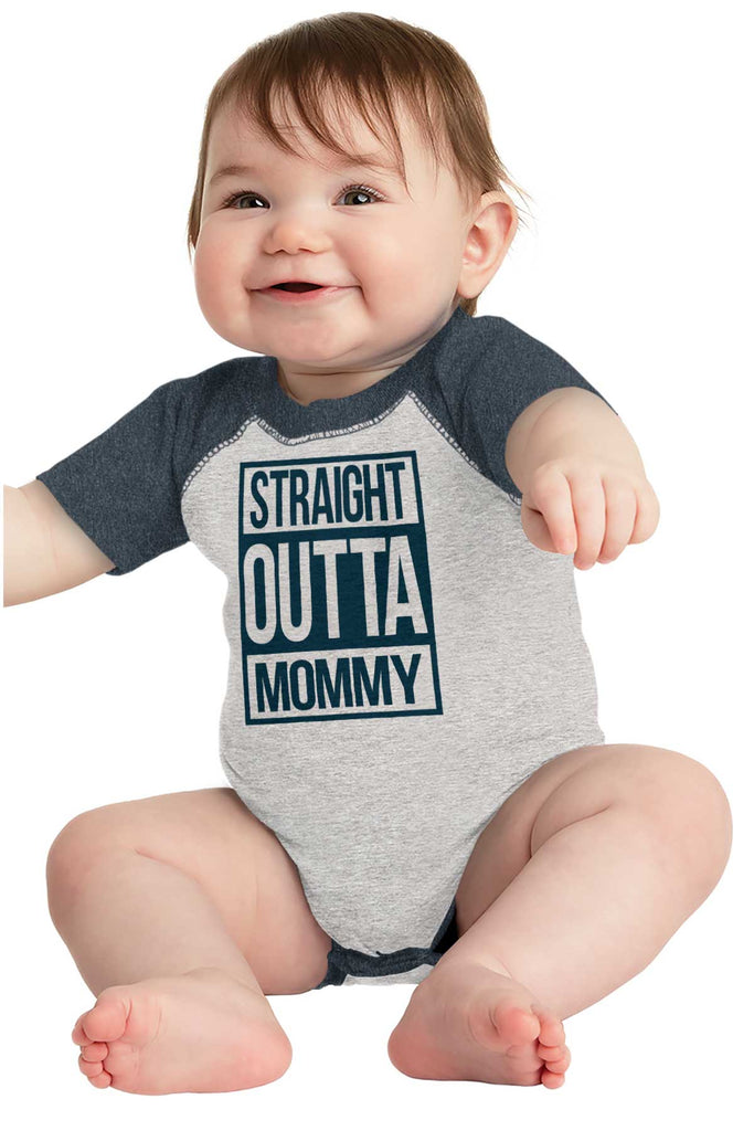 Straight Outta Mommy Raglan Romper Bodysuit-Direct To Garment Print-Brisco Baby