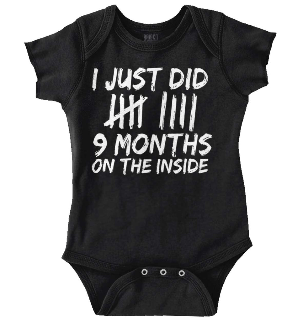 9 Months Inside Romper Bodysuit-Direct To Garment Print-Brisco Baby