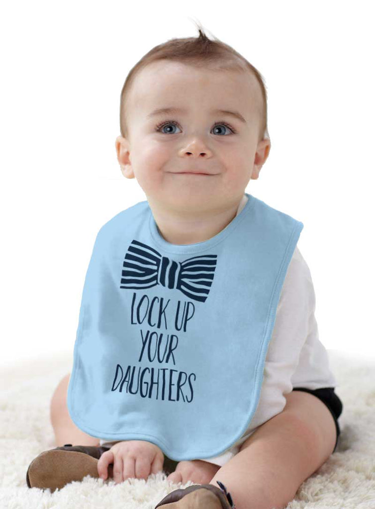 Lock Up Your Daughters Infant Baby Bib-Direct To Garment Print-Brisco Baby