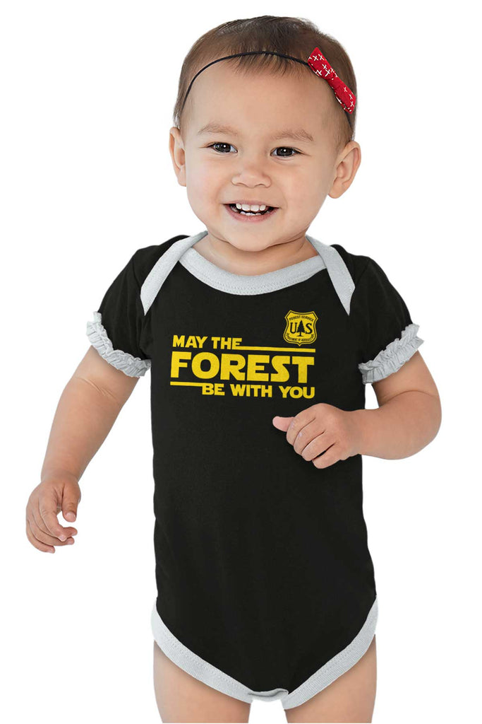 May The Forest Baby Ruffled Trim Romper-Direct To Garment Print-Brisco Baby