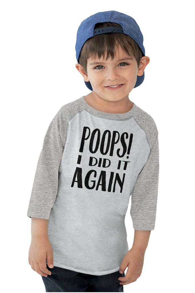 Poops I Did It Again Toddler Baseball-Direct To Garment Print-Brisco Baby