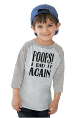 Poops I Did It Again Toddler Baseball-Direct To Garment Print-Brisco Baby