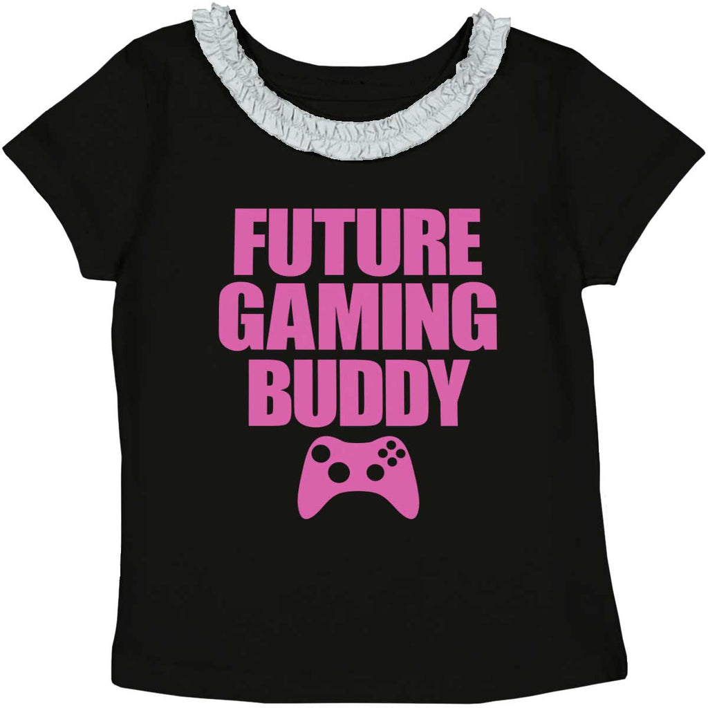 Future Gaming Buddy Toddler Ruffled Trim T-Shirt-Direct To Garment Print-Brisco Baby