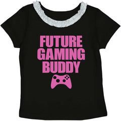 Future Gaming Buddy Toddler Ruffled Trim T-Shirt-Direct To Garment Print-Brisco Baby