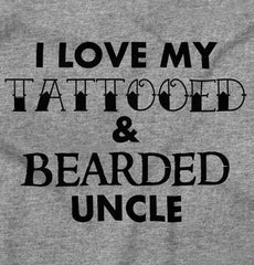 Love My Tattooed Bearded Uncle Romper Bodysuit-Direct To Garment Print-Brisco Baby