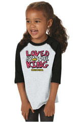 Loved By The King Toddler Baseball-Direct To Garment Print-Brisco Baby
