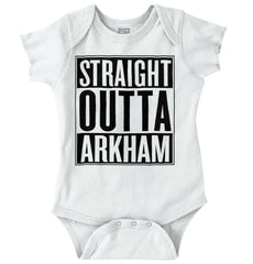 Straight Outta Arkham Romper Bodysuit-Direct To Garment Print-Brisco Baby