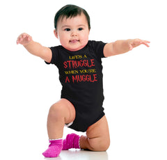 Struggle When Muggle Romper Bodysuit-Direct To Garment Print-Brisco Baby