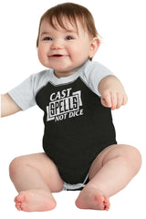 Cast Spells Not Dice Dungeons Raglan Romper Bodysuit-Direct To Garment Print-Brisco Baby