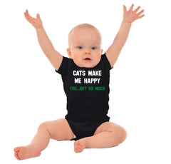 Cats Make Me Happy Romper Bodysuit-Direct To Garment Print-Brisco Baby