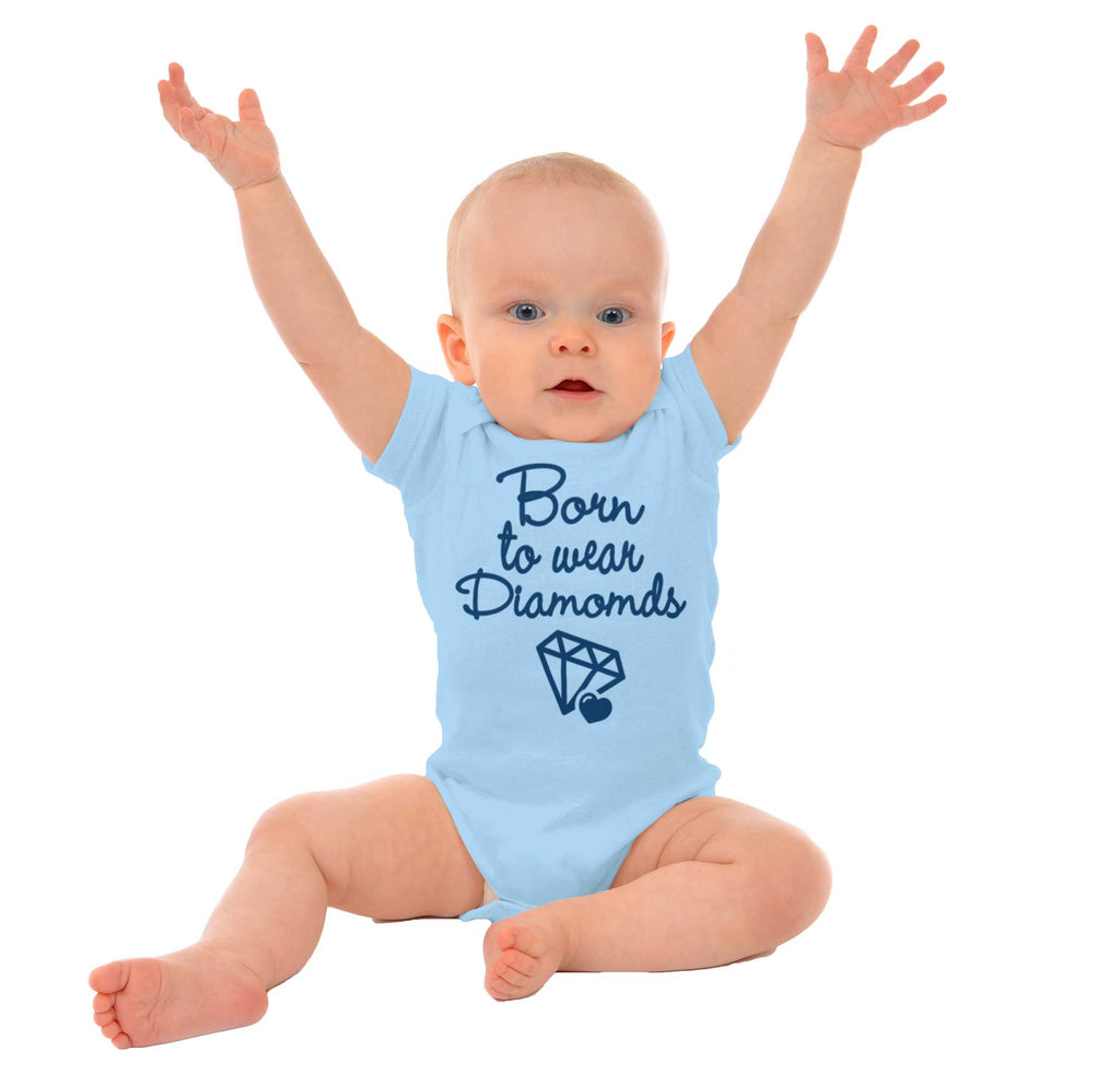 Born To Wear Diamond Romper Bodysuit-Direct To Garment Print-Brisco Baby