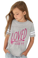 Loved Toddler Football Jersey Tee-Direct To Garment Print-Brisco Baby