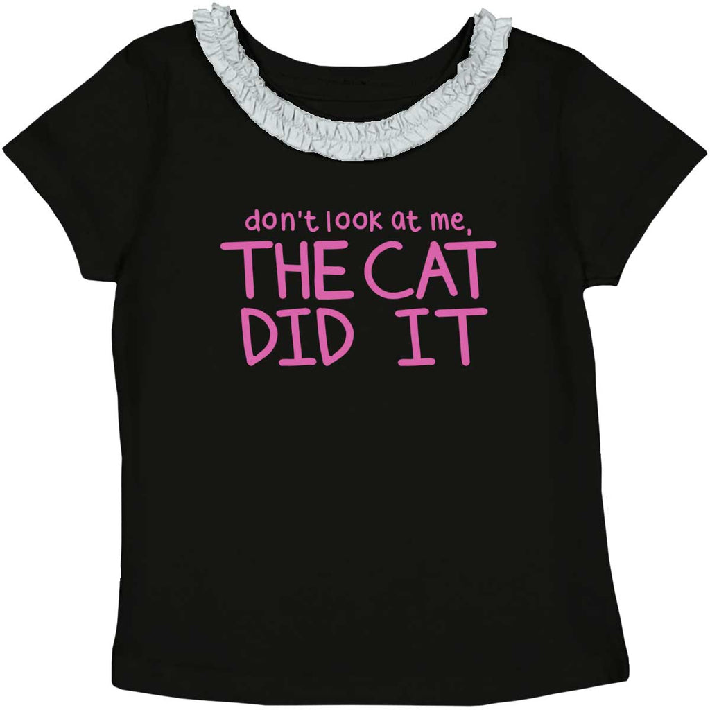 Cat Did It Toddler Ruffled Trim T-Shirt-Direct To Garment Print-Brisco Baby