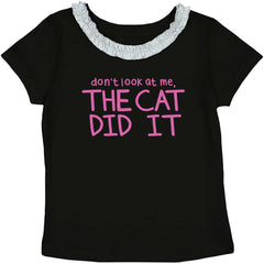 Cat Did It Toddler Ruffled Trim T-Shirt-Direct To Garment Print-Brisco Baby