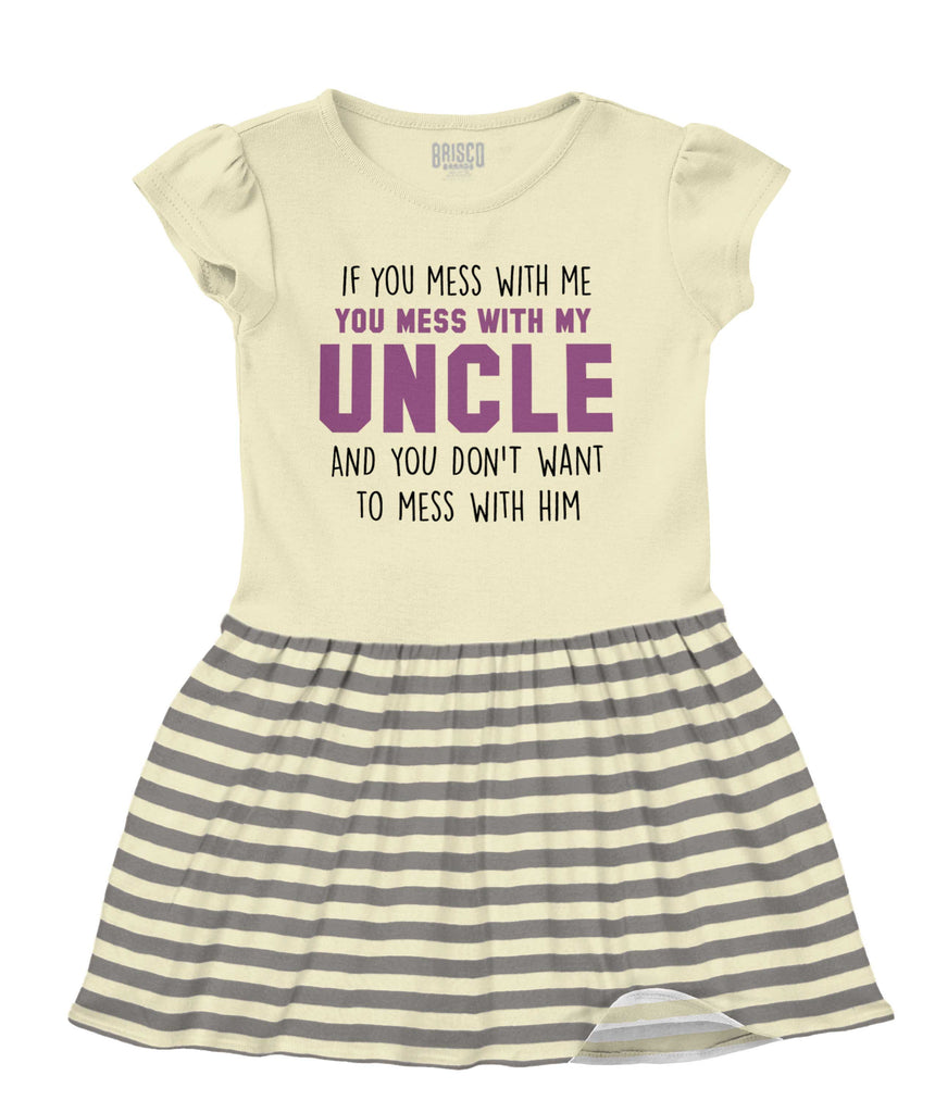 Mess With My Uncle Baby Striped Skirt Dress-Direct To Garment Print-Brisco Baby