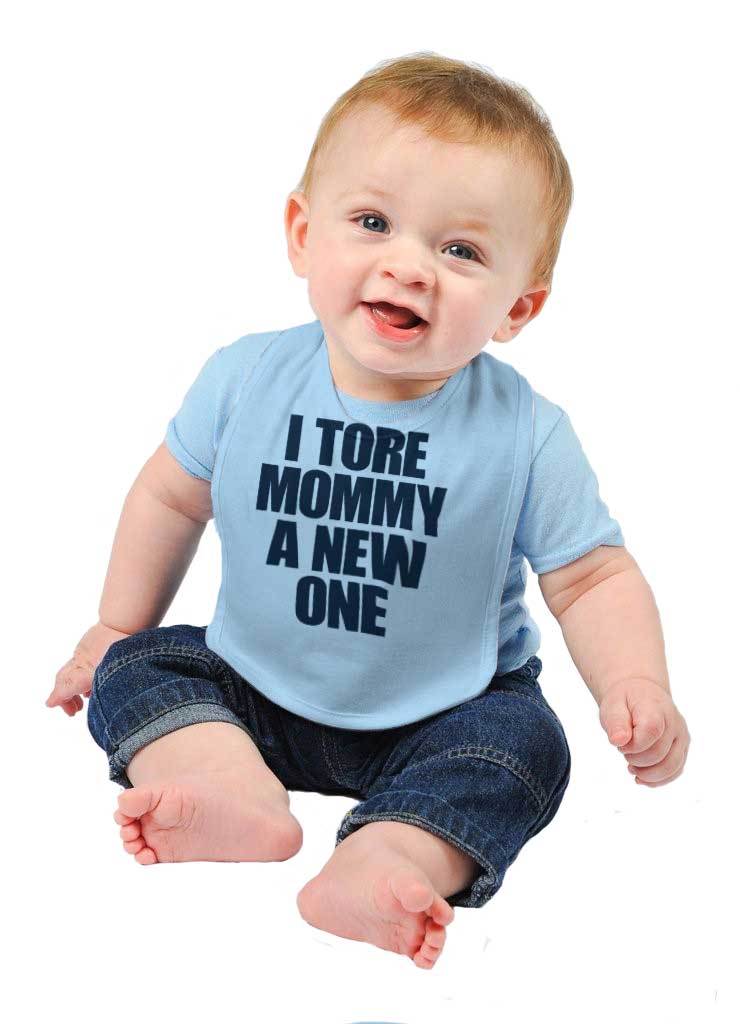 Tore Mommy A New One Infant Baby Bib-Direct To Garment Print-Brisco Baby