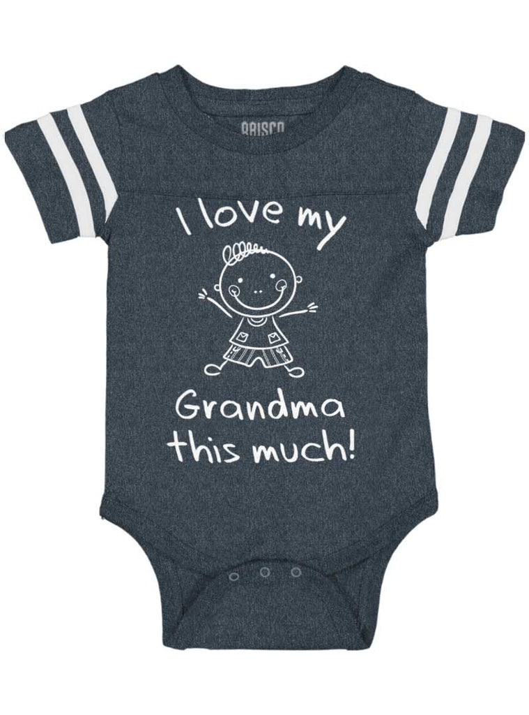Love My Grandma Football Romper Bodysuit-Direct To Garment Print-Brisco Baby