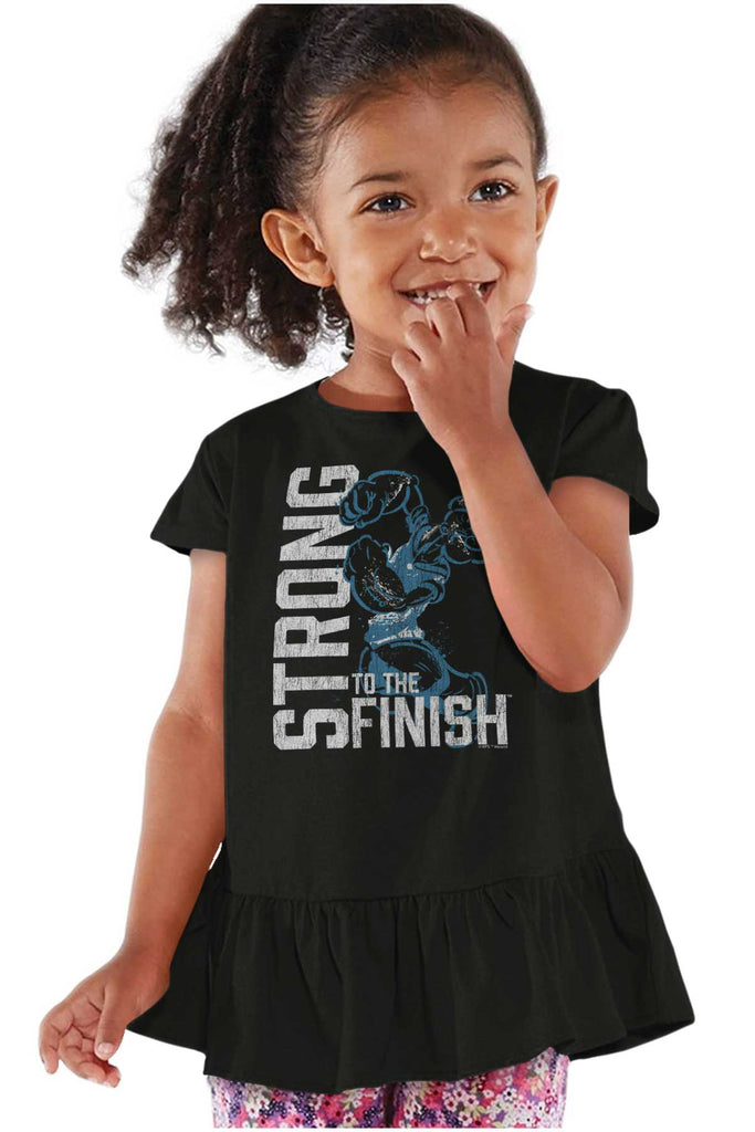 Popeye Muscles Toddler Ruffle Bottom Tee-Direct To Garment Print-Brisco Baby