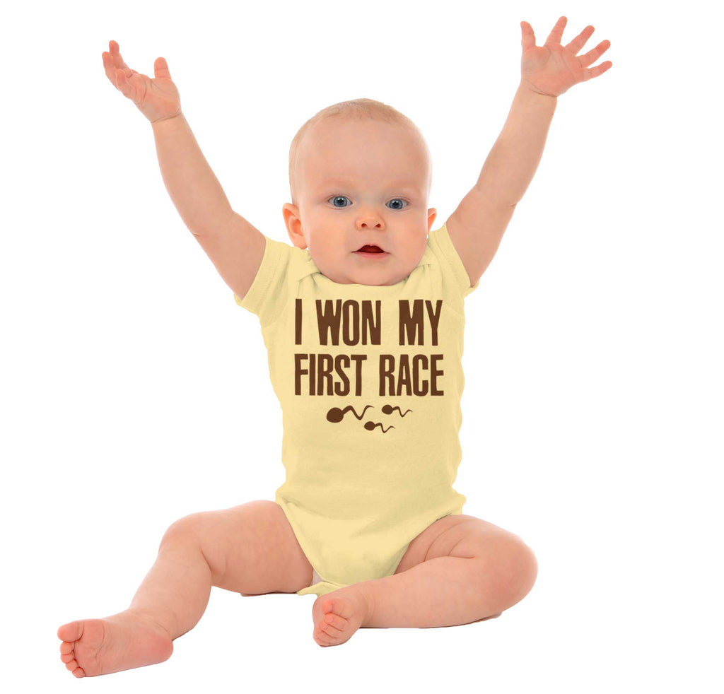 Won The Race Romper Bodysuit-Direct To Garment Print-Brisco Baby