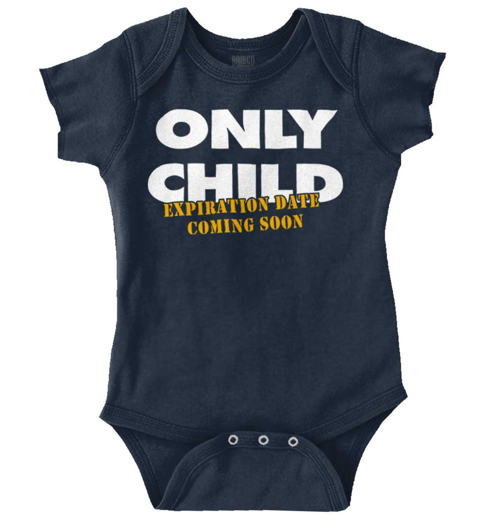 Only Child Expiration Date Romper Bodysuit-Direct To Garment Print-Brisco Baby