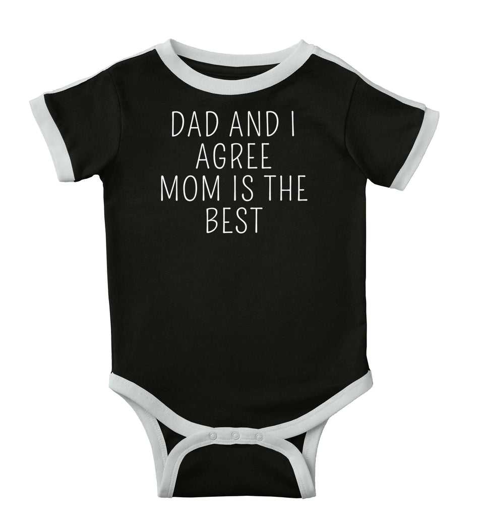Mom Is Best Ringer Romper Bodysuit-Direct To Garment Print-Brisco Baby