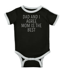 Mom Is Best Ringer Romper Bodysuit-Direct To Garment Print-Brisco Baby