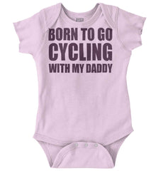 Cycling With Daddy Romper Bodysuit-Direct To Garment Print-Brisco Baby