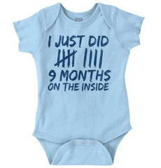 9 Months Inside Romper Bodysuit-Direct To Garment Print-Brisco Baby