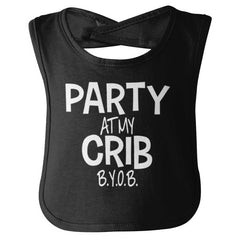 Party At My Crib Infant Baby Bib-Direct To Garment Print-Brisco Baby