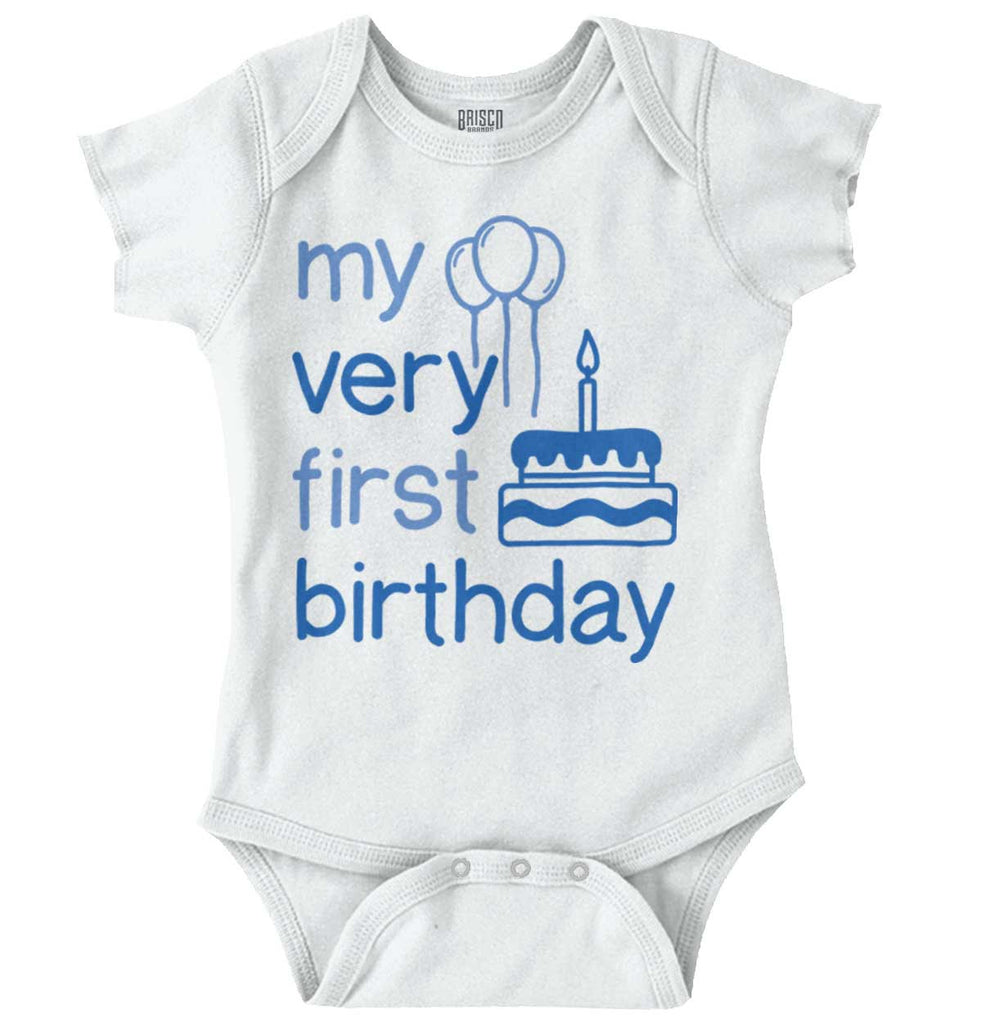Very First Birthday Romper Bodysuit-Direct To Garment Print-Brisco Baby