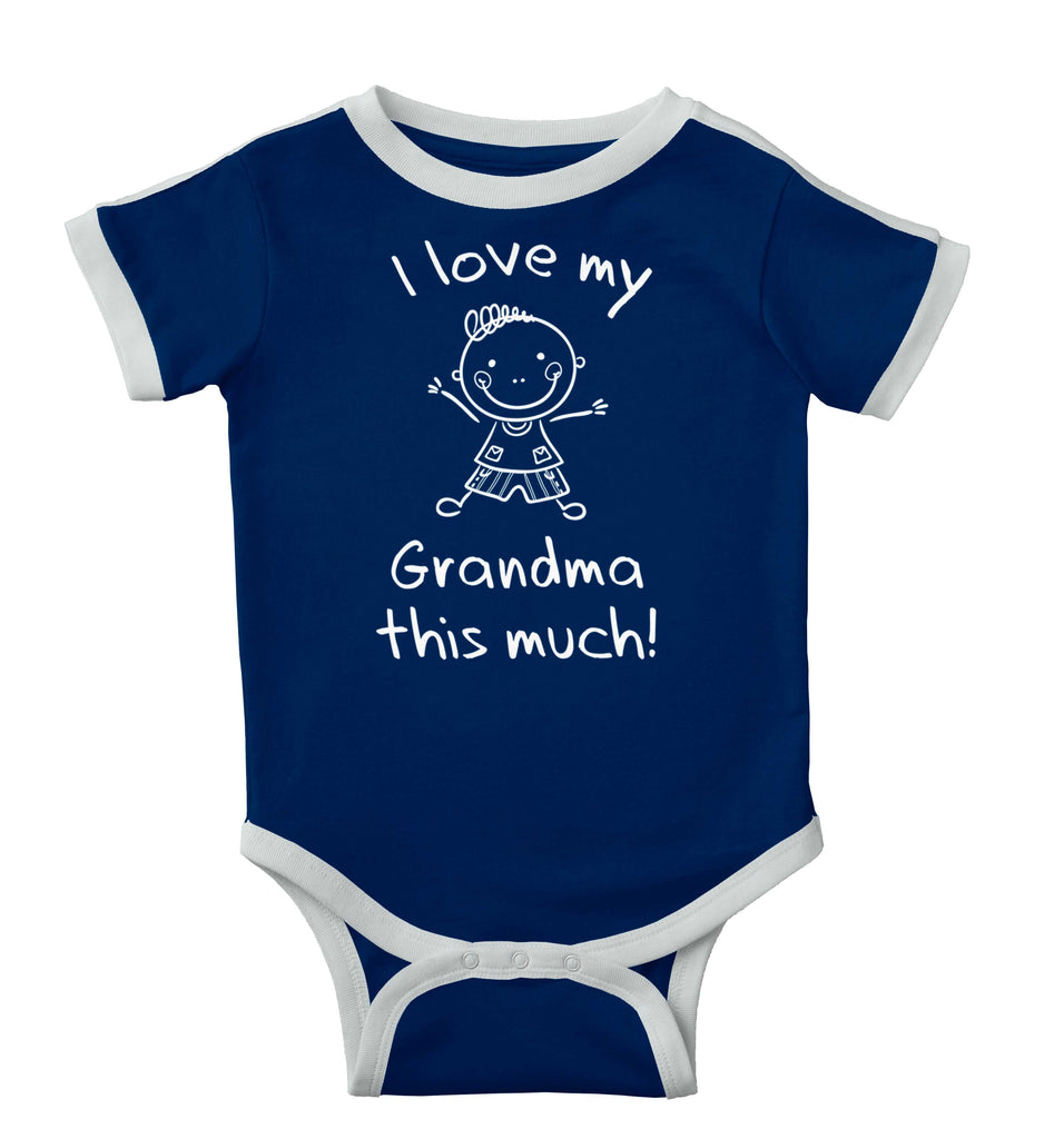 Love My Grandma Ringer Romper Bodysuit-Direct To Garment Print-Brisco Baby