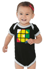 Artsy Pac-Man Baby Ruffled Trim Romper-Direct To Garment Print-Brisco Baby