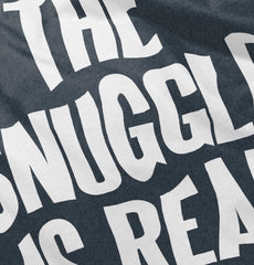 Snuggle Is Real Football Romper Bodysuit-Direct To Garment Print-Brisco Baby