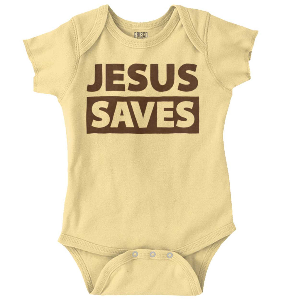Jesus Saves Romper Bodysuit-Direct To Garment Print-Brisco Baby