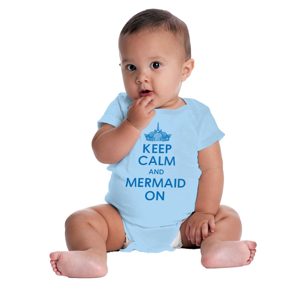 Keep Calm Mermaid On Romper Bodysuit-Direct To Garment Print-Brisco Baby