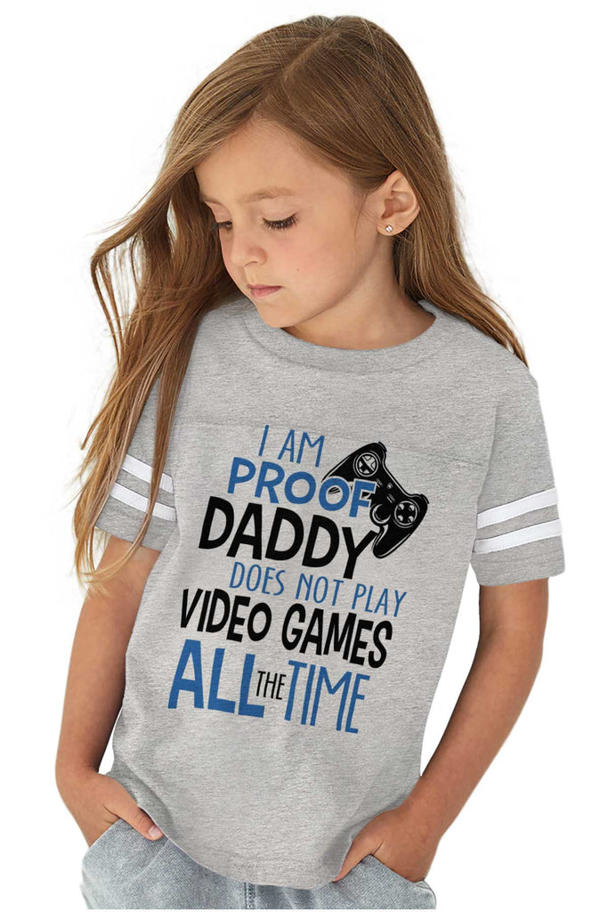 Daddy Plays Video Games Toddler Football Jersey Tee-Direct To Garment Print-Brisco Baby