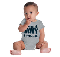 Proud Navy Cousin Romper Bodysuit-Direct To Garment Print-Brisco Baby