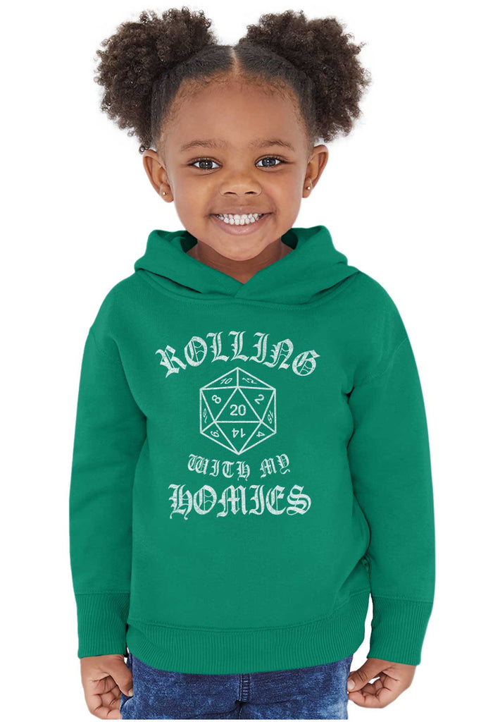 Rolling With My Homies Dungeons Toddler Pullover Hoodie-Direct To Garment Print-Brisco Baby