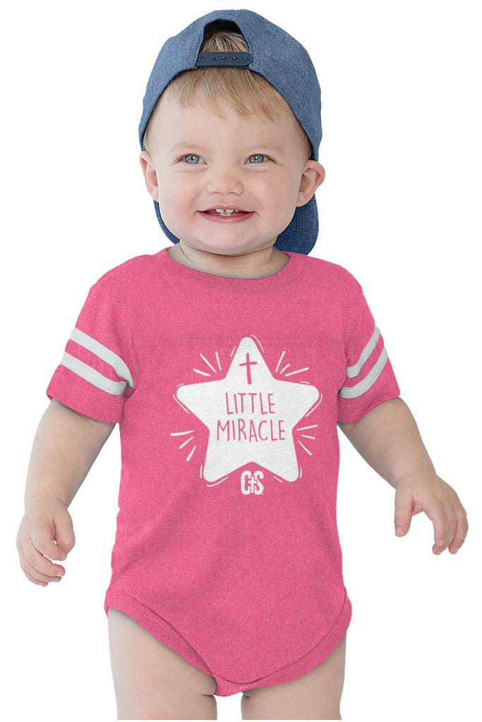 Little Miracle Football Romper Bodysuit-Direct To Garment Print-Brisco Baby