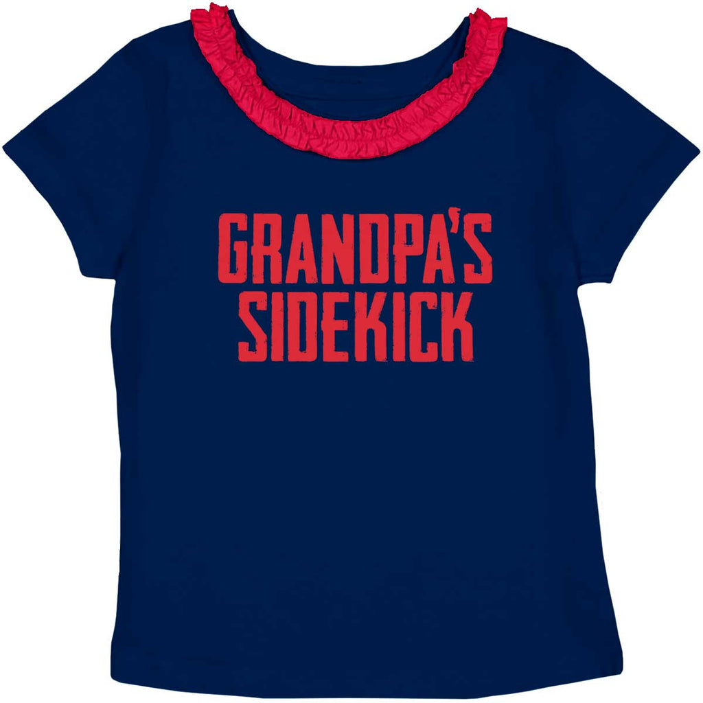 Grandpa's Sidekick Toddler Ruffled Trim T-Shirt-Direct To Garment Print-Brisco Baby
