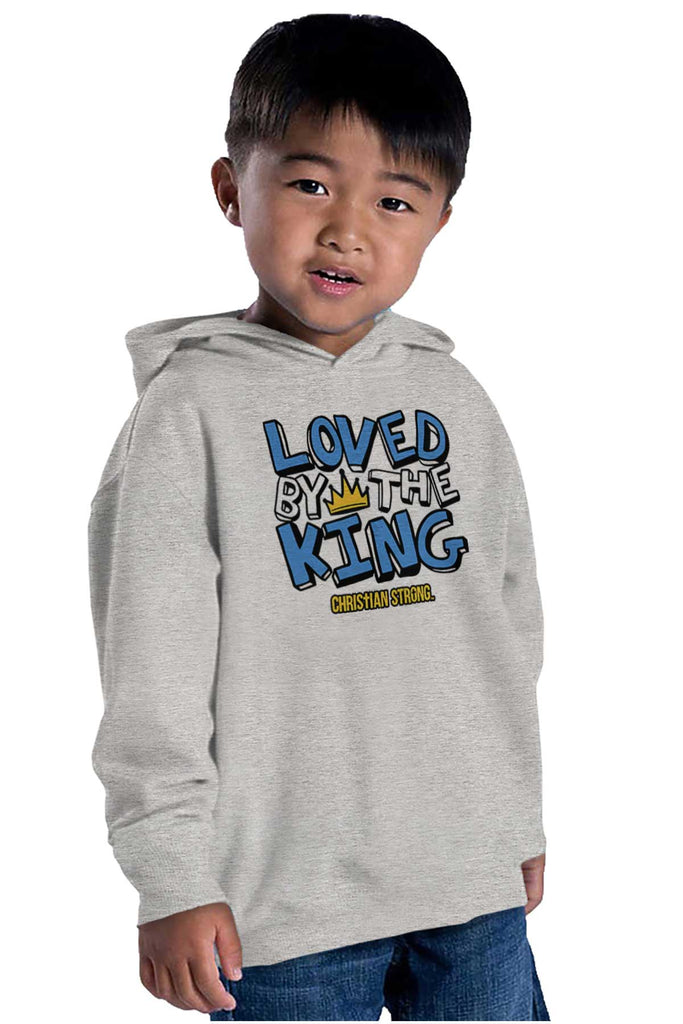 Loved By The King Toddler Pullover Hoodie-Direct To Garment Print-Brisco Baby