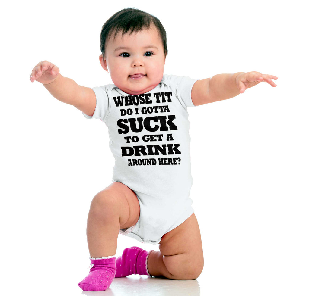 Get A Drink Romper Bodysuit-Direct To Garment Print-Brisco Baby