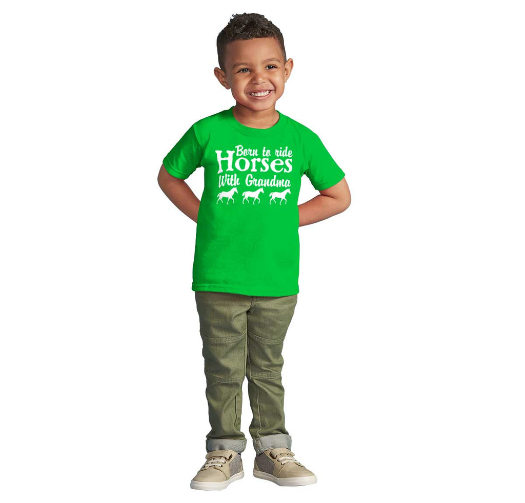 Born To Ride Horses With Grandma Infant Toddler T Shirt-Direct To Garment Print-Brisco Baby