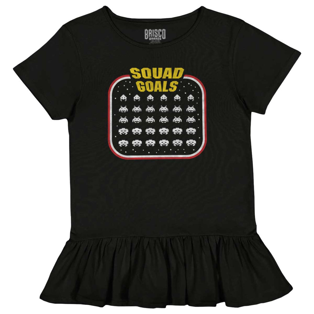 Squad Goals Video Gaming Nerd Toddler Ruffle Bottom Tee-Direct To Garment Print-Brisco Baby